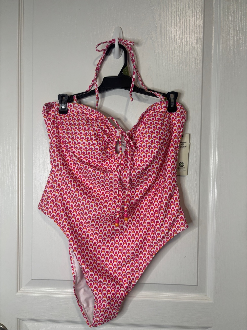 No Boundaries Pink and Orange Geo Print Swimsuit XL (16-18) NEW